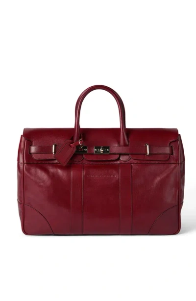 Brunello Cucinelli Burnished Finish Leather Holdalls Bag In Red