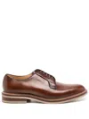Brunello Cucinelli Calfskin Derby Shoes In Brown