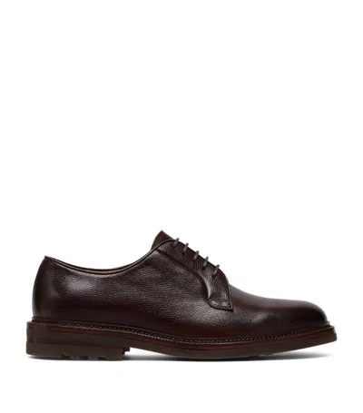 Brunello Cucinelli Calfskin Derby Shoes In Brown