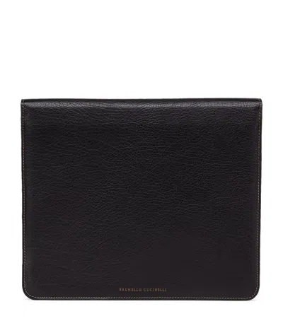 Brunello Cucinelli Calfskin Document Holder In Black