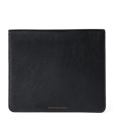 Brunello Cucinelli Calfskin Document Holder In Black