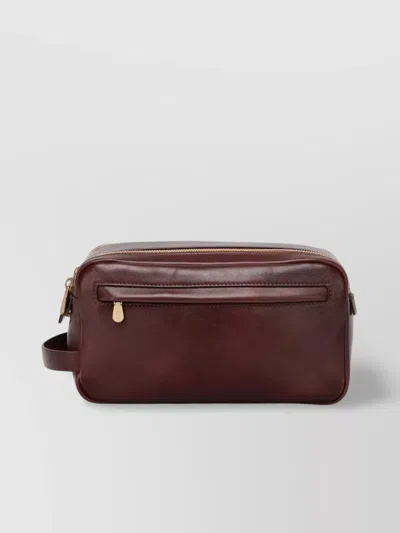 Brunello Cucinelli Calfskin Double Zip Toiletry Bag In Purple