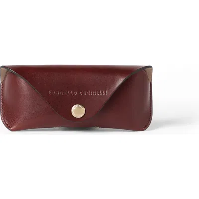Brunello Cucinelli Calfskin Glasses Case In Brown
