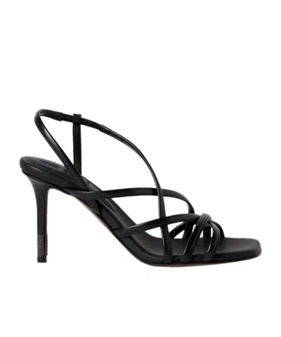 Brunello Cucinelli Calfskin Heels With Precious Details Sandals In Black