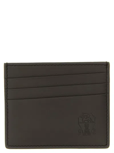 Brunello Cucinelli Calfskin Leather Card Case In Black