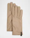 Brunello Cucinelli Calfskin Leather Gloves In C5859 Dark Beige
