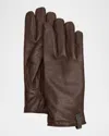 Brunello Cucinelli Calfskin Leather Gloves In C9106 Dark Brown