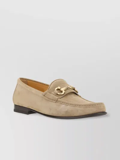 Brunello Cucinelli Calfskin Loafers With Metal Chain Detail