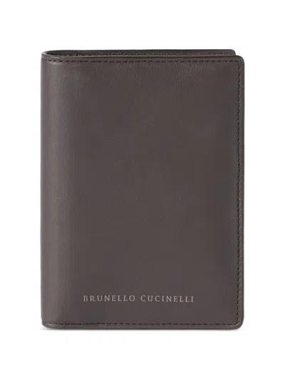Brunello Cucinelli Calfskin Passport Holder In Brown