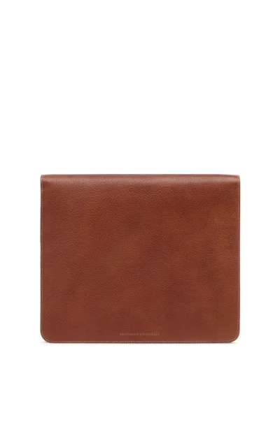 Brunello Cucinelli Calfskin Portfolio In Burgundy