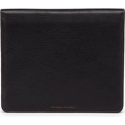 Brunello Cucinelli Calfskin Portfolio In Black
