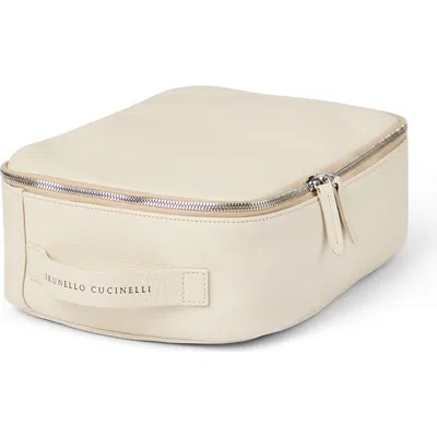 Brunello Cucinelli Calfskin Shoe Organizer In Brown