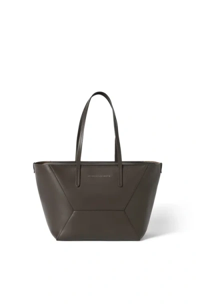 Brunello Cucinelli Calfskin Small Bc Duo Bag In Brown