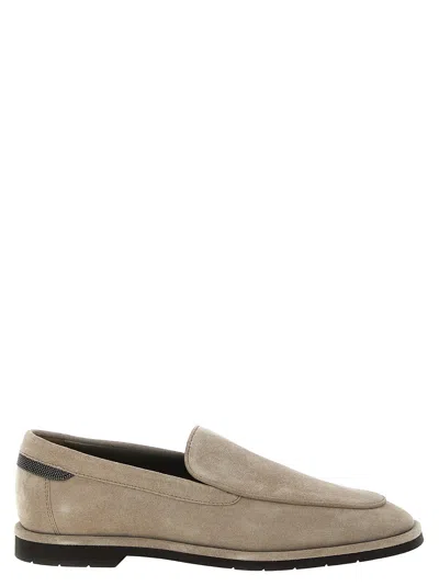 Brunello Cucinelli Calfskin Suede Loafers In Multi