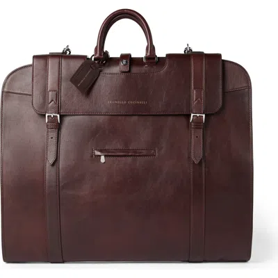 Brunello Cucinelli Leather Suit Holder In Burgundy