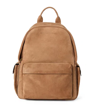 Brunello Cucinelli Calfskin Travel Backpack In Brown