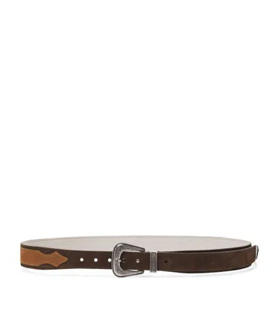 Brunello Cucinelli Engraved-buckle Leather Belt In Braun