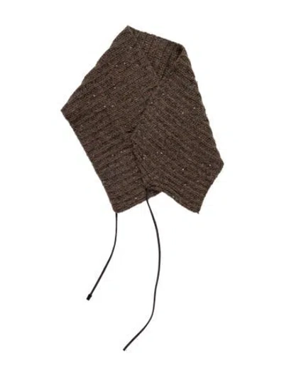 Pre-owned Brunello Cucinelli Camel Hair Tweed Pattern Scarf In Brown