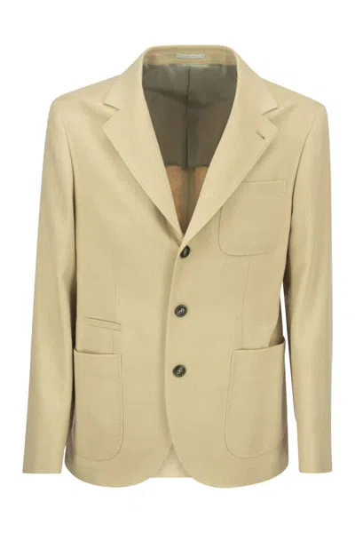 BRUNELLO CUCINELLI BRUNELLO CUCINELLI CAMEL JACKET WITH PATCH POCKETS
