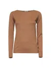 Brunello Cucinelli Camel Sparkling Cashmere And Silk Lightweight Sweater In Brown