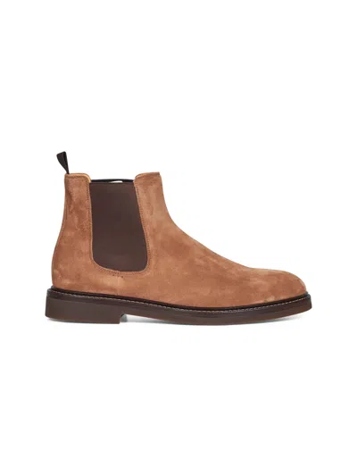 Brunello Cucinelli Camel Suede Chelsea Boot Ankle Boots
