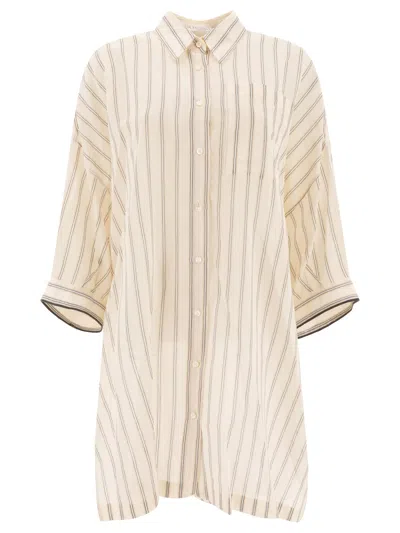 Brunello Cucinelli Camicia Con Dettaglio Catena Di Monili Shirts In Beige
