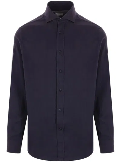 BRUNELLO CUCINELLI HERRINGBONE COTTON BLEND SHIRT