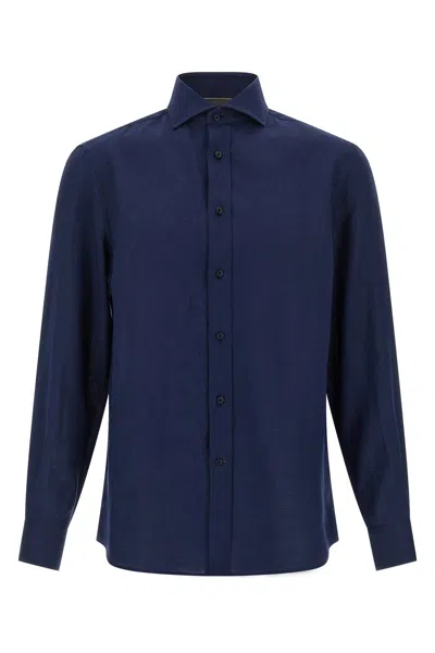 Brunello Cucinelli Camicia Lino In Blue