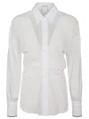 Brunello Cucinelli Cotton Organza Shirt With Wide Sleeves In Bianco
