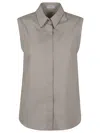 Brunello Cucinelli Stretch Cotton Poplin Shirt In Stony Ground