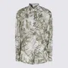 Brunello Cucinelli Silk Shirt Shirt And Blouse Multicolor In Panama/verde