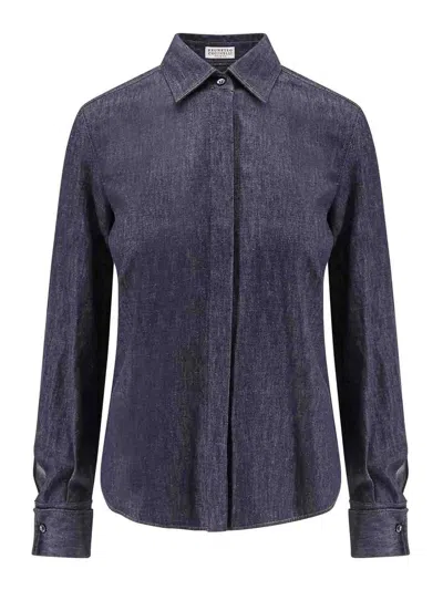 BRUNELLO CUCINELLI BLUE SHIRT