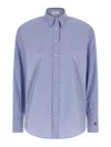 Brunello Cucinelli Shiny Collar Detail Shirt In Blue