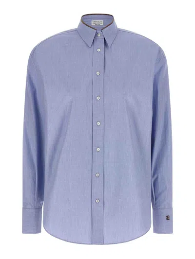 BRUNELLO CUCINELLI SHINY COLLAR DETAIL SHIRT