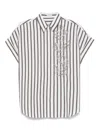 Brunello Cucinelli Regimental Cotton And Silk Poplin Shirt With Gliste