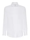 Brunello Cucinelli Cotton Shirt With Button-up Style And Spread Collar In White