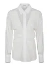 Brunello Cucinelli Cotton Organza Shirt With Wide Sleeves In White