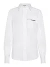 Brunello Cucinelli Classic White Shirt With Pointed Collar And Modern Mesh Detail In White