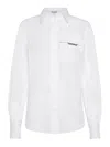 Brunello Cucinelli Classic White Shirt With Pointed Collar And Modern Mesh Detail In White