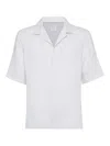 Brunello Cucinelli White Striped Cotton Shirt In Cream
