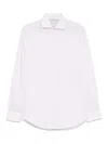 Brunello Cucinelli Men Linen Easy Fit Shirt With Spread Collar In Cream