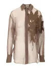 Brunello Cucinelli Brown Shirt With Semi-transparent Design And Embroidery On The Front In Silk Woman In Brown