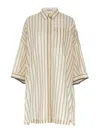 Brunello Cucinelli Long Sleeve Striped Shirt With Button-down Front In White