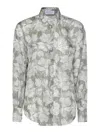 Brunello Cucinelli Leaf-print Silk Shirt In Multicolour