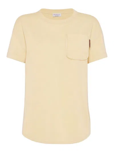 Brunello Cucinelli Bead-embellished Cotton-jersey T-shirt In Cedar