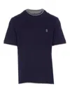 Brunello Cucinelli Men Slim Fit Crew-neck T-shirt In Lightweight Cotton Jersey In Azul