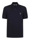 Brunello Cucinelli Midnight Polo Shirt With Buttoned Placket In Blue