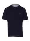 Brunello Cucinelli Logo Crew Neck Cotton T-shirt With Contrast Trim In Black
