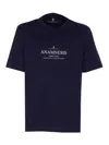 Brunello Cucinelli Cotton Crew Neck T-shirt With Graphic Print In Blue