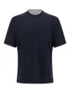 Brunello Cucinelli Men Double Layer T-shirt In Blue
